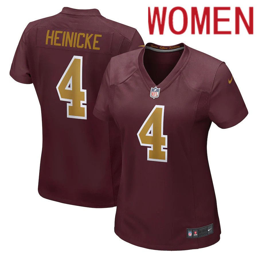 Women Washington Redskins #4 Taylor Heinicke Nike Burgundy Alternate Player Game NFL Jersey
